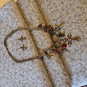 Cross necklace with matching earrings